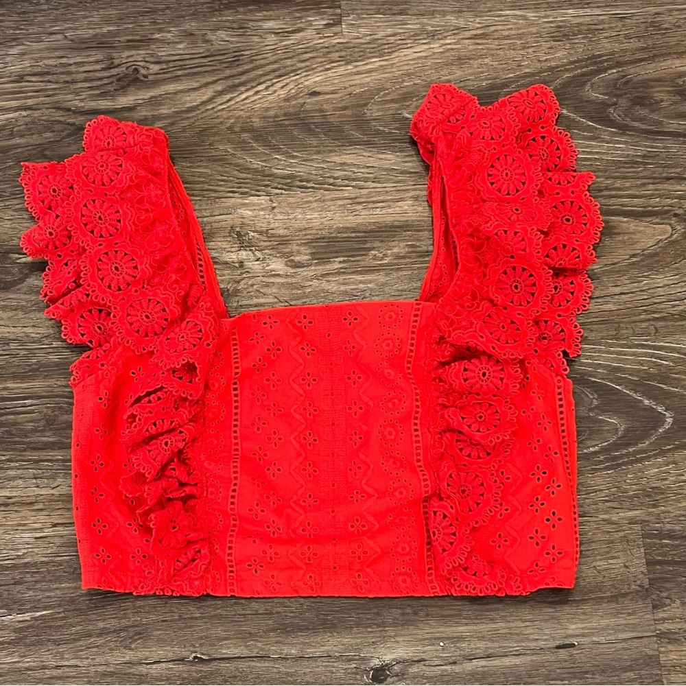 Altar’d State Red Crochet Crop Tank Medium‎